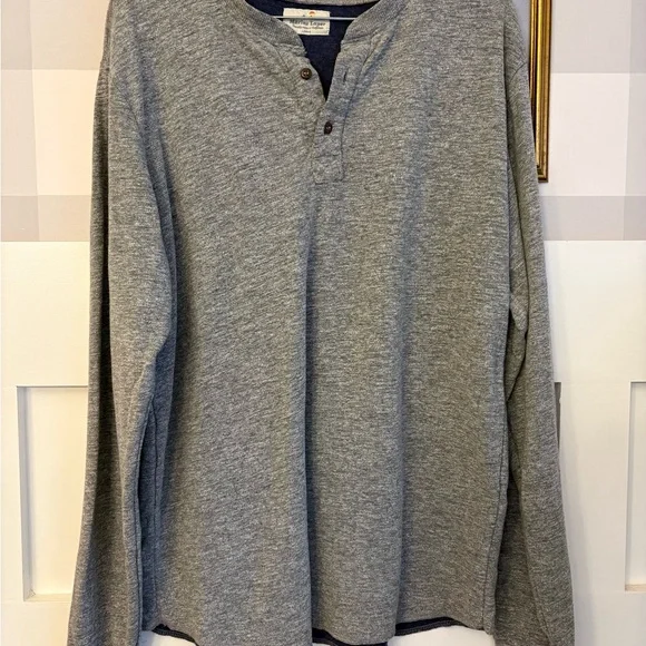 Marine Layer Gray Long Sleeve Henley Large - Picture 3 of 5